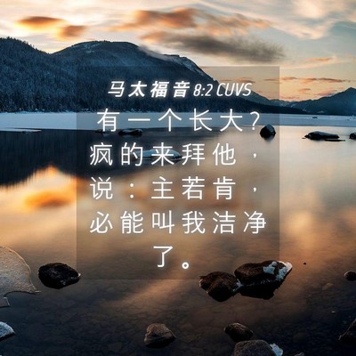 Picture 04 - 马 太 福 音 8:2 CUVS - 有 一 个 长 大 ? 疯 的 来 拜 他 ， 说 - Bible Verse Picture