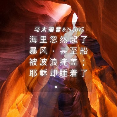 Picture 04 - 马 太 福 音 8:24 CUVS - 海 里 忽 然 起 了 暴 风 ， 甚 至 船 - Bible Verse Picture