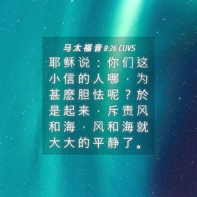 Picture 04 - 马 太 福 音 8:26 CUVS - 耶 稣 说 ： 你 们 这 小 信 的 人 哪 - Bible Verse Picture
