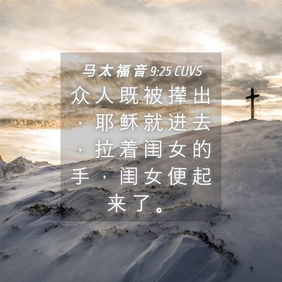 Picture 04 - 马 太 福 音 9:25 CUVS - 众 人 既 被 撵 出 ， 耶 稣 就 进 去 - Bible Verse Picture