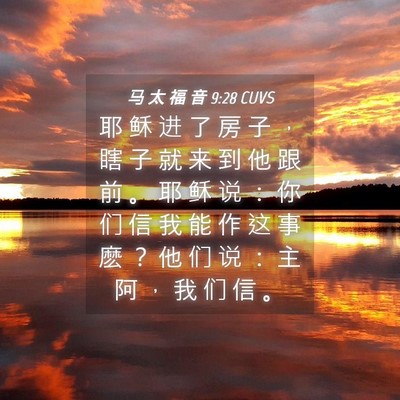 Picture 04 - 马 太 福 音 9:28 CUVS - 耶 稣 进 了 房 子 ， 瞎 子 就 来 到 - Bible Verse Picture