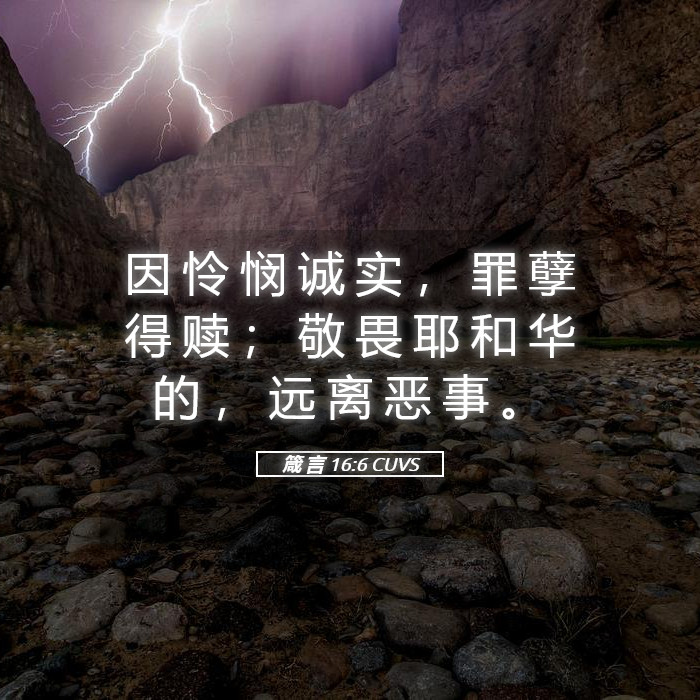 箴 言 16:6 CUVS - 因 怜 悯 诚 实 , 罪 孽 得 赎 ; 敬
