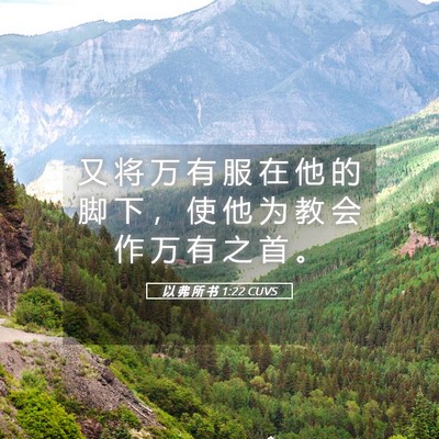 Picture 05 - 以 弗 所 书 1:22 CUVS - 又 将 万 有 服 在 他 的 脚 下 ， 使 - Bible Verse Picture