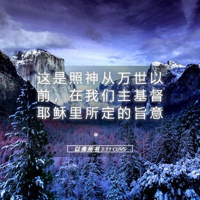 Picture 05 - 以 弗 所 书 3:11 CUVS - 这 是 照 神 从 万 世 以 前 ， 在 我 - Bible Verse Picture
