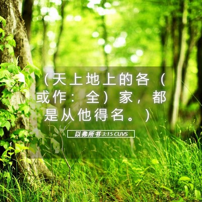 Picture 05 - 以 弗 所 书 3:15 CUVS - （ 天 上 地 上 的 各 （ 或 作 ： 全 - Bible Verse Picture