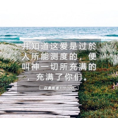 Picture 05 - 以 弗 所 书 3:19 CUVS - 并 知 道 这 爱 是 过 於 人 所 能 测 - Bible Verse Picture