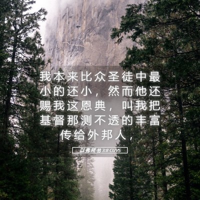 Picture 05 - 以 弗 所 书 3:8 CUVS - 我 本 来 比 众 圣 徒 中 最 小 的 还 - Bible Verse Picture