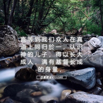 Picture 05 - 以 弗 所 书 4:13 CUVS - 直 等 到 我 们 众 人 在 真 道 上 同 - Bible Verse Picture