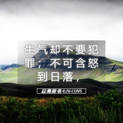 Picture 05 - 以 弗 所 书 4:26 CUVS - 生 气 却 不 要 犯 罪 ； 不 可 含 怒 - Bible Verse Picture