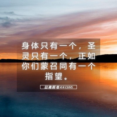 Picture 05 - 以 弗 所 书 4:4 CUVS - 身 体 只 有 一 个 ， 圣 灵 只 有 一 - Bible Verse Picture