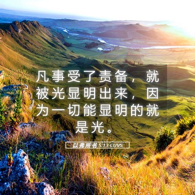 Picture 05 - 以 弗 所 书 5:13 CUVS - 凡 事 受 了 责 备 ， 就 被 光 显 明 - Bible Verse Picture