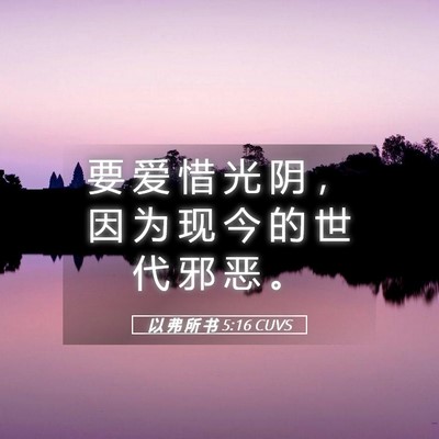 Picture 05 - 以 弗 所 书 5:16 CUVS - 要 爱 惜 光 阴 ， 因 为 现 今 的 世 - Bible Verse Picture