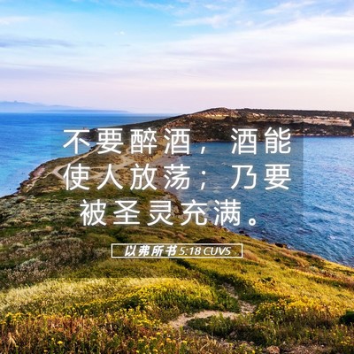 Picture 05 - 以 弗 所 书 5:18 CUVS - 不 要 醉 酒 ， 酒 能 使 人 放 荡 ； - Bible Verse Picture