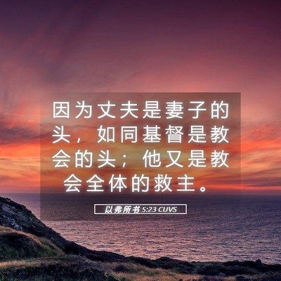 Picture 05 - 以 弗 所 书 5:23 CUVS - 因 为 丈 夫 是 妻 子 的 头 ， 如 同 - Bible Verse Picture