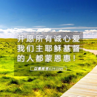 Picture 05 - 以 弗 所 书 6:24 CUVS - 并 愿 所 有 诚 心 爱 我 们 主 耶 稣 - Bible Verse Picture