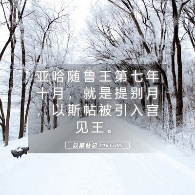 Picture 05 - 以 斯 帖 记 2:16 CUVS - 亚 哈 随 鲁 王 第 七 年 十 月 ， 就 - Bible Verse Picture