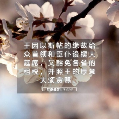 Picture 05 - 以 斯 帖 记 2:18 CUVS - 王 因 以 斯 帖 的 缘 故 给 众 首 领 - Bible Verse Picture