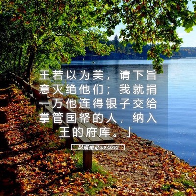 Picture 05 - 以 斯 帖 记 3:9 CUVS - 王 若 以 为 美 ， 请 下 旨 意 灭 绝 - Bible Verse Picture
