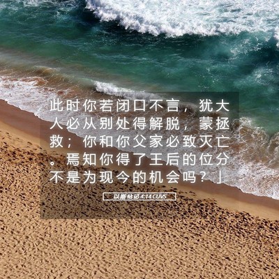 Picture 05 - 以 斯 帖 记 4:14 CUVS - 此 时 你 若 闭 口 不 言 ， 犹 大 人 - Bible Verse Picture