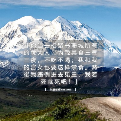 Picture 05 - 以 斯 帖 记 4:16 CUVS - 「 你 当 去 招 聚 书 珊 城 所 有 的 - Bible Verse Picture