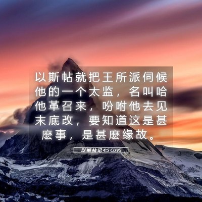 Picture 05 - 以 斯 帖 记 4:5 CUVS - 以 斯 帖 就 把 王 所 派 伺 候 他 的 - Bible Verse Picture