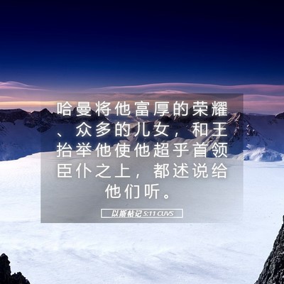 Picture 05 - 以 斯 帖 记 5:11 CUVS - 哈 曼 将 他 富 厚 的 荣 耀 、 众 多 - Bible Verse Picture