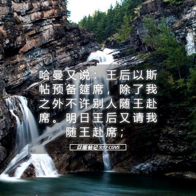 Picture 05 - 以 斯 帖 记 5:12 CUVS - 哈 曼 又 说 ： 王 后 以 斯 帖 预 备 - Bible Verse Picture