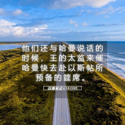 Picture 05 - 以 斯 帖 记 6:14 CUVS - 他 们 还 与 哈 曼 说 话 的 时 候 ， - Bible Verse Picture