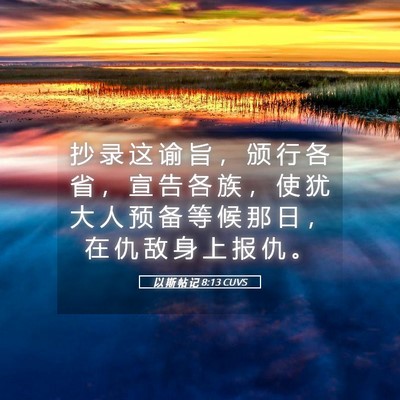 Picture 05 - 以 斯 帖 记 8:13 CUVS - 抄 录 这 谕 旨 ， 颁 行 各 省 ， 宣 - Bible Verse Picture