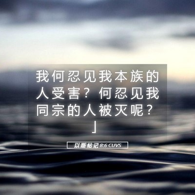 Picture 05 - 以 斯 帖 记 8:6 CUVS - 我 何 忍 见 我 本 族 的 人 受 害 ？ - Bible Verse Picture