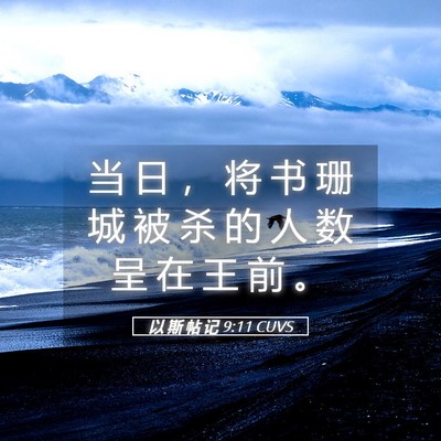 Picture 05 - 以 斯 帖 记 9:11 CUVS - 当 日 ， 将 书 珊 城 被 杀 的 人 数 - Bible Verse Picture