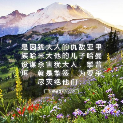 Picture 05 - 以 斯 帖 记 9:24 CUVS - 是 因 犹 大 人 的 仇 敌 亚 甲 族 哈 - Bible Verse Picture