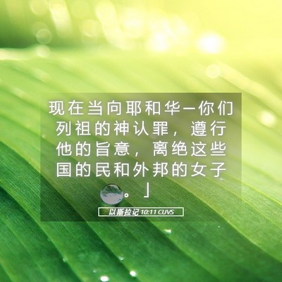 Picture 05 - 以 斯 拉 记 10:11 CUVS - 现 在 当 向 耶 和 华 ─ 你 们 列 祖 - Bible Verse Picture