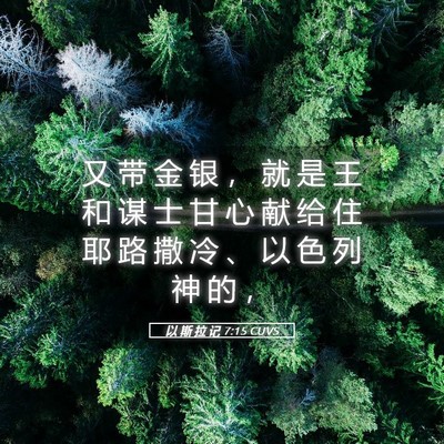 Picture 05 - 以 斯 拉 记 7:15 CUVS - 又 带 金 银 ， 就 是 王 和 谋 士 甘 - Bible Verse Picture