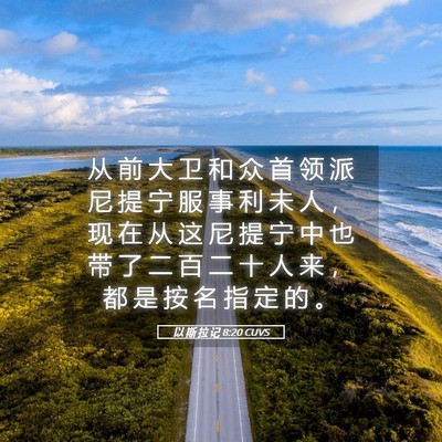 Picture 05 - 以 斯 拉 记 8:20 CUVS - 从 前 大 卫 和 众 首 领 派 尼 提 宁 - Bible Verse Picture