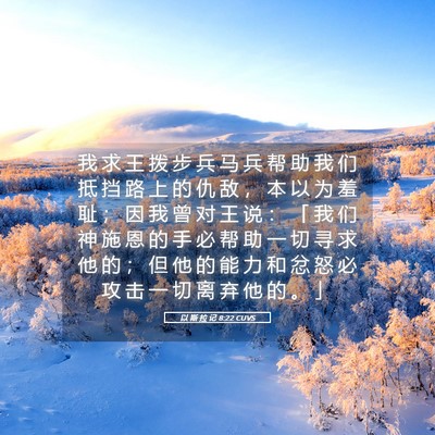 Picture 05 - 以 斯 拉 记 8:22 CUVS - 我 求 王 拨 步 兵 马 兵 帮 助 我 们 - Bible Verse Picture