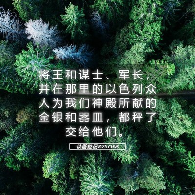 Picture 05 - 以 斯 拉 记 8:25 CUVS - 将 王 和 谋 士 、 军 长 ， 并 在 那 - Bible Verse Picture