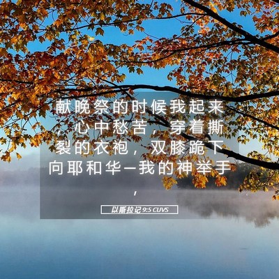 Picture 05 - 以 斯 拉 记 9:5 CUVS - 献 晚 祭 的 时 候 我 起 来 ， 心 中 - Bible Verse Picture