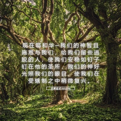 Picture 05 - 以 斯 拉 记 9:8 CUVS - 现 在 耶 和 华 ─ 我 们 的 神 暂 且 - Bible Verse Picture