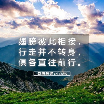 Picture 05 - 以 西 结 书 1:9 CUVS - 翅 膀 彼 此 相 接 ， 行 走 并 不 转 - Bible Verse Picture
