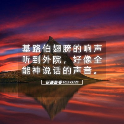 Picture 05 - 以 西 结 书 10:5 CUVS - 基 路 伯 翅 膀 的 响 声 听 到 外 院 - Bible Verse Picture
