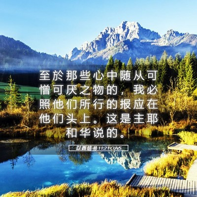 Picture 05 - 以 西 结 书 11:21 CUVS - 至 於 那 些 心 中 随 从 可 憎 可 厌 - Bible Verse Picture