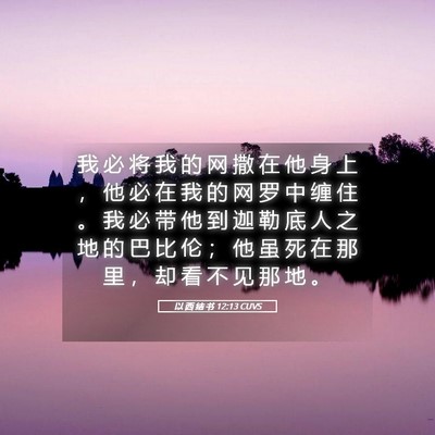 Picture 05 - 以 西 结 书 12:13 CUVS - 我 必 将 我 的 网 撒 在 他 身 上 ， - Bible Verse Picture