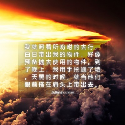 Picture 05 - 以 西 结 书 12:7 CUVS - 我 就 照 着 所 吩 咐 的 去 行 ， 白 - Bible Verse Picture
