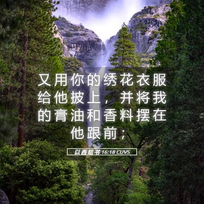 Picture 05 - 以 西 结 书 16:18 CUVS - 又 用 你 的 绣 花 衣 服 给 他 披 上 - Bible Verse Picture