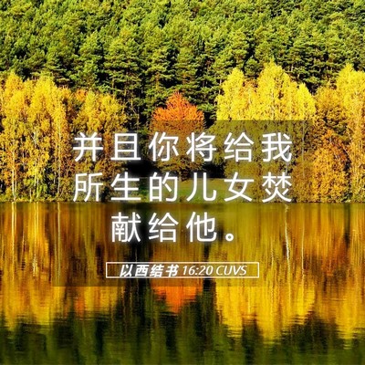 Picture 05 - 以 西 结 书 16:20 CUVS - 并 且 你 将 给 我 所 生 的 儿 女 焚 - Bible Verse Picture