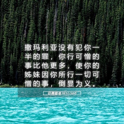 Picture 05 - 以 西 结 书 16:51 CUVS - 撒 玛 利 亚 没 有 犯 你 一 半 的 罪 - Bible Verse Picture