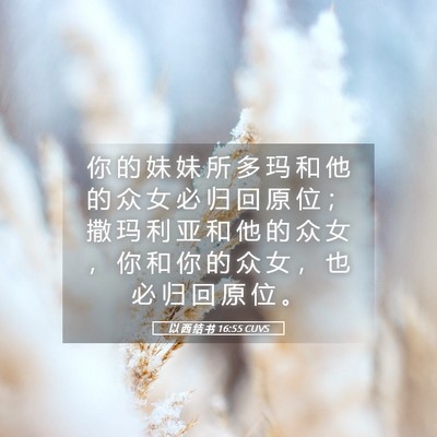 Picture 05 - 以 西 结 书 16:55 CUVS - 你 的 妹 妹 所 多 玛 和 他 的 众 女 - Bible Verse Picture