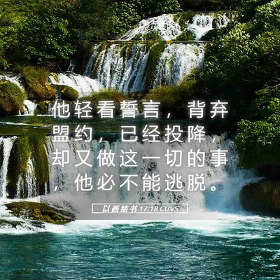 Picture 05 - 以 西 结 书 17:18 CUVS - 他 轻 看 誓 言 ， 背 弃 盟 约 ， 已 - Bible Verse Picture