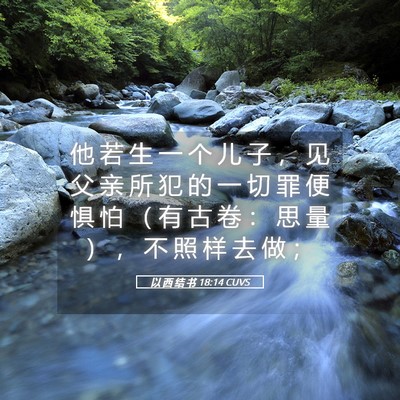 Picture 05 - 以 西 结 书 18:14 CUVS - 他 若 生 一 个 儿 子 ， 见 父 亲 所 - Bible Verse Picture